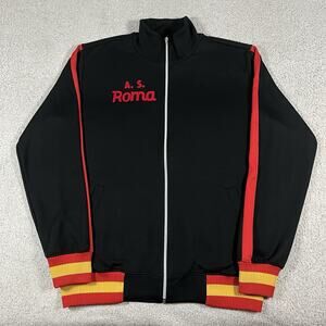 AS Roma Jacket Mens XL Black Soccer Football Full Zip Track Long Sleeve